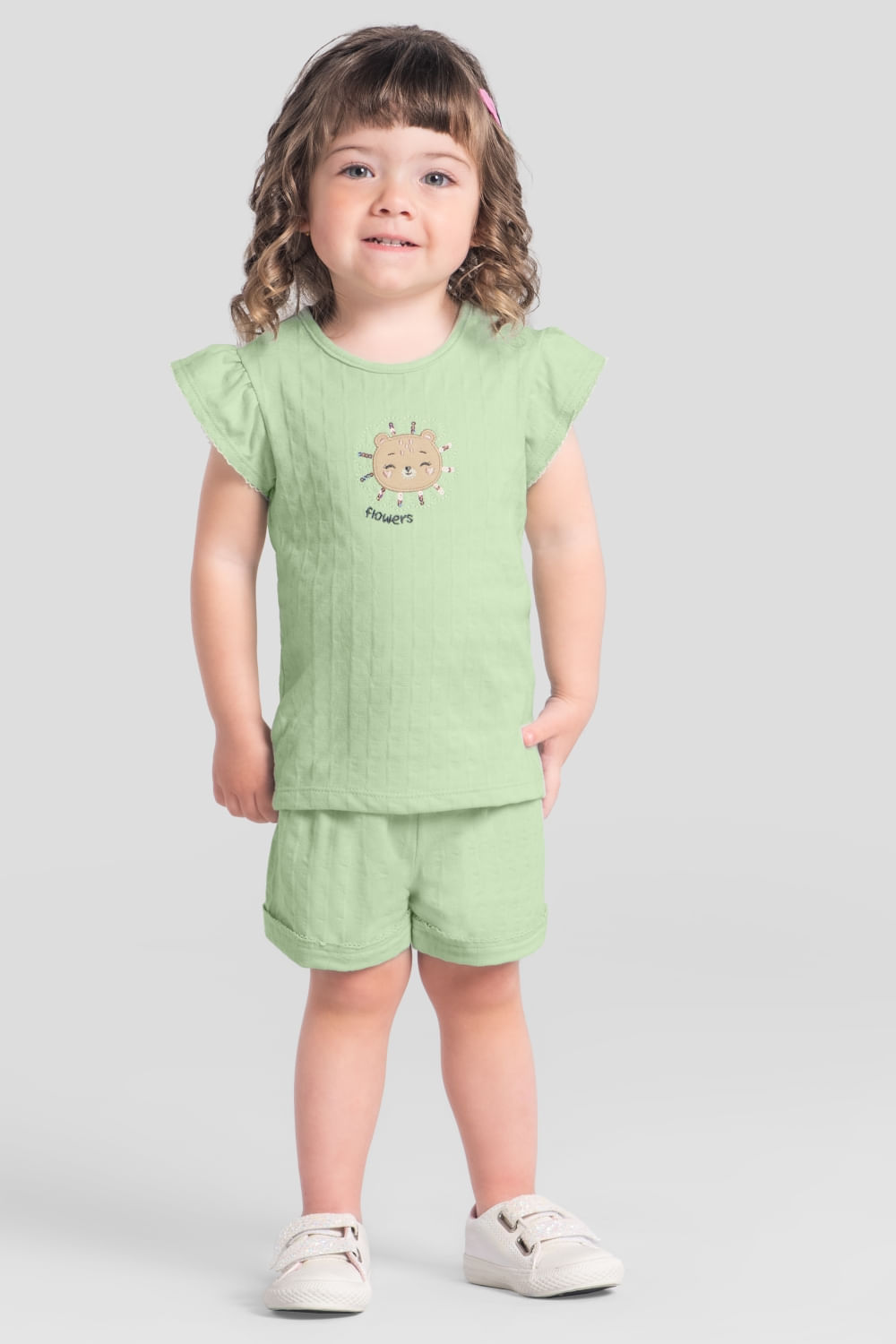Conjunto infantil menina de ursinho Brandili