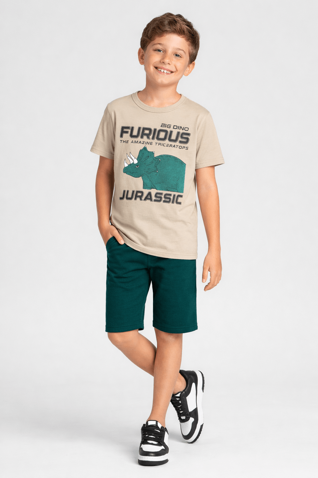 Conjunto infantil menino de dinossauro Brandili