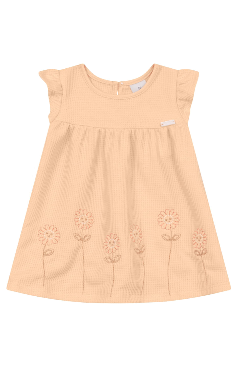 Vestido bebê menina com bordado de flores Brandili Baby
