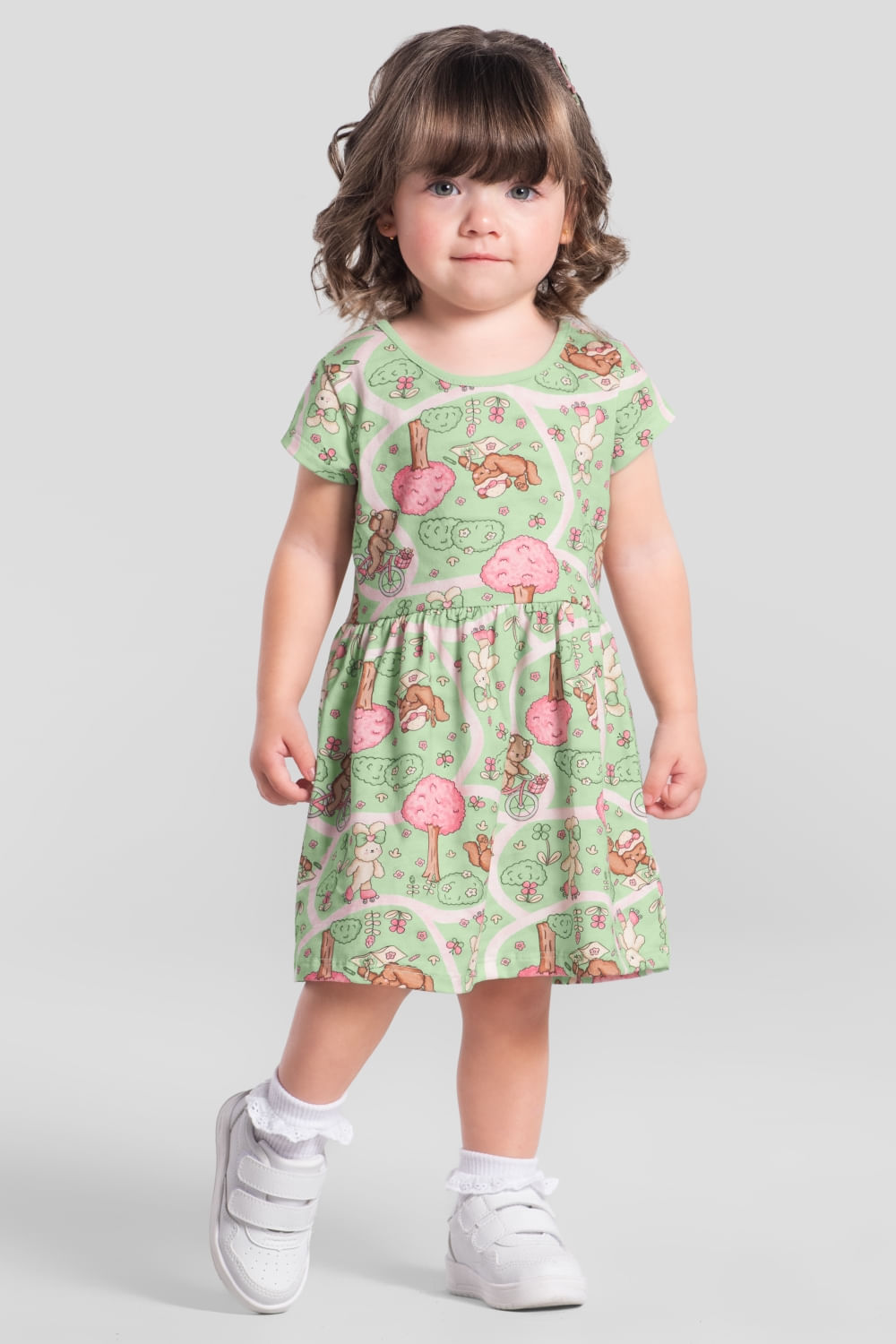 Vestido infantil menina em meia malha Brandili